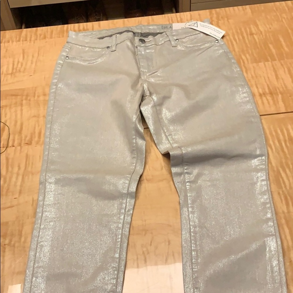 Blank metallic shimmer jeans beige color